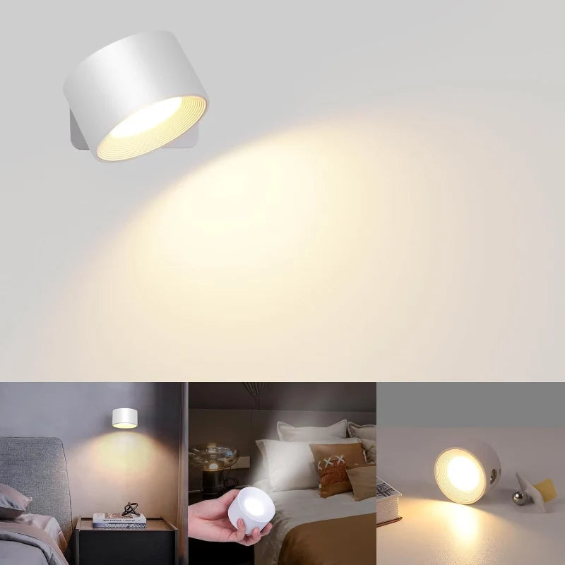 LED Wall Light Touch Control USB Rechargeable 360° Swivel