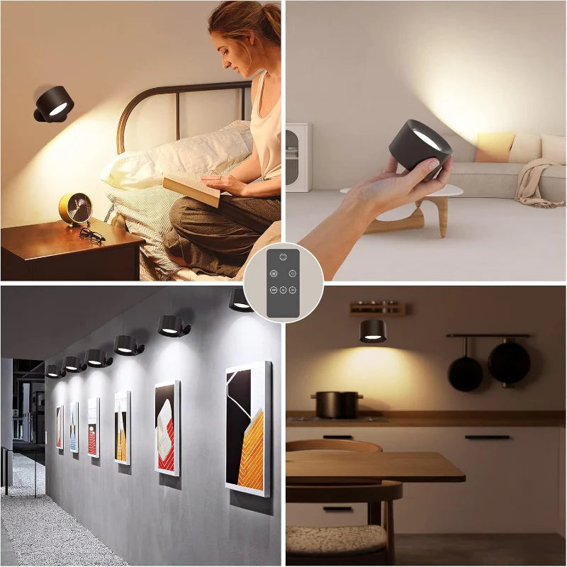 LED Wall Light Touch Control USB Rechargeable 360° Swivel