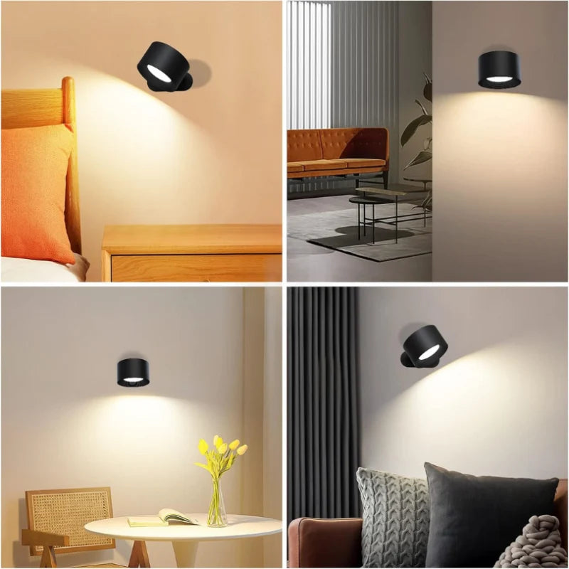 LED Wall Light Touch Control USB Rechargeable 360° Swivel