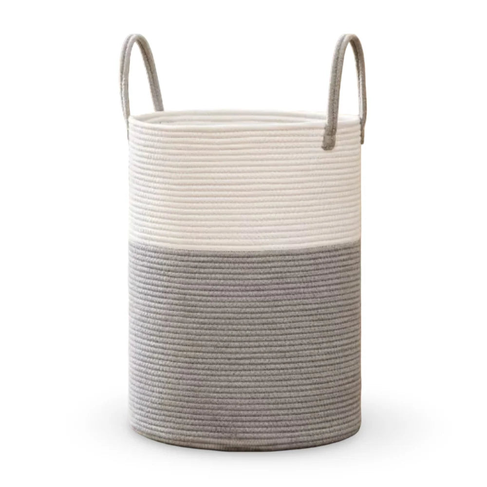 Laundry Basket Extra-Tall Cotton Rope Reinforced Handles