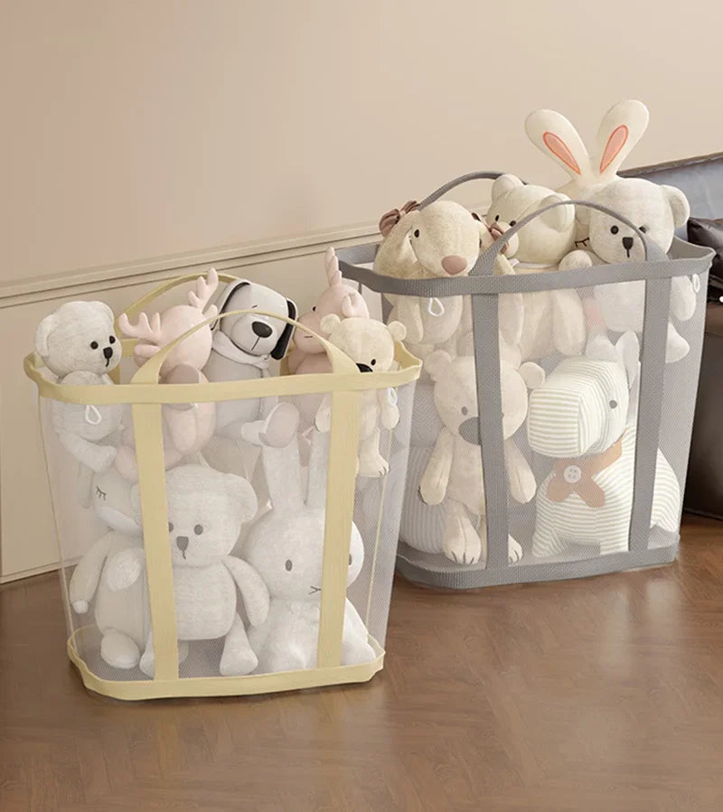 Laundry Basket Foldable Breathable Mesh With Sturdy Handles