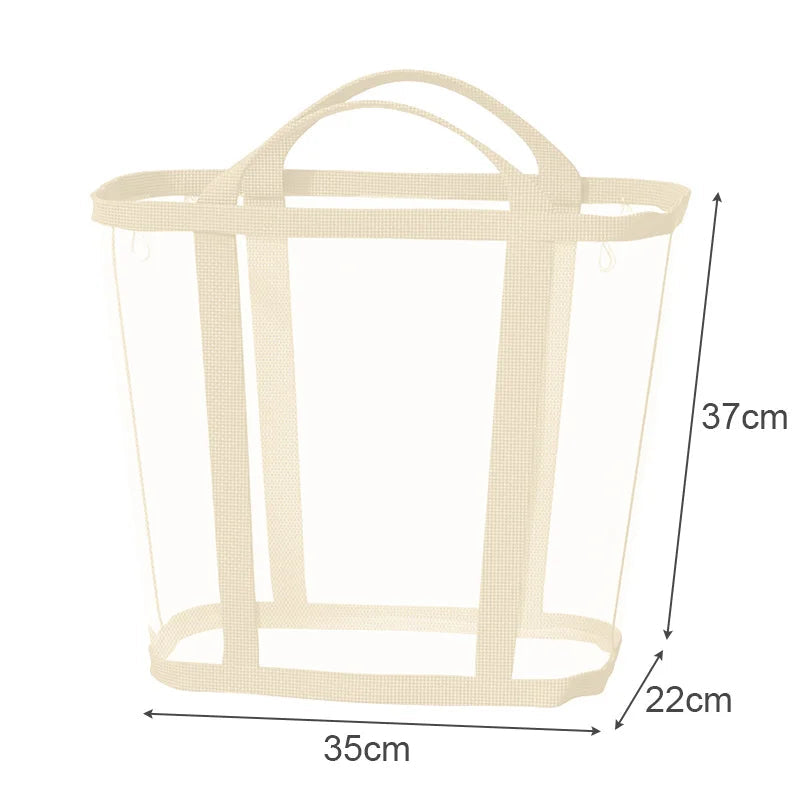Laundry Basket Foldable Breathable Mesh With Sturdy Handles