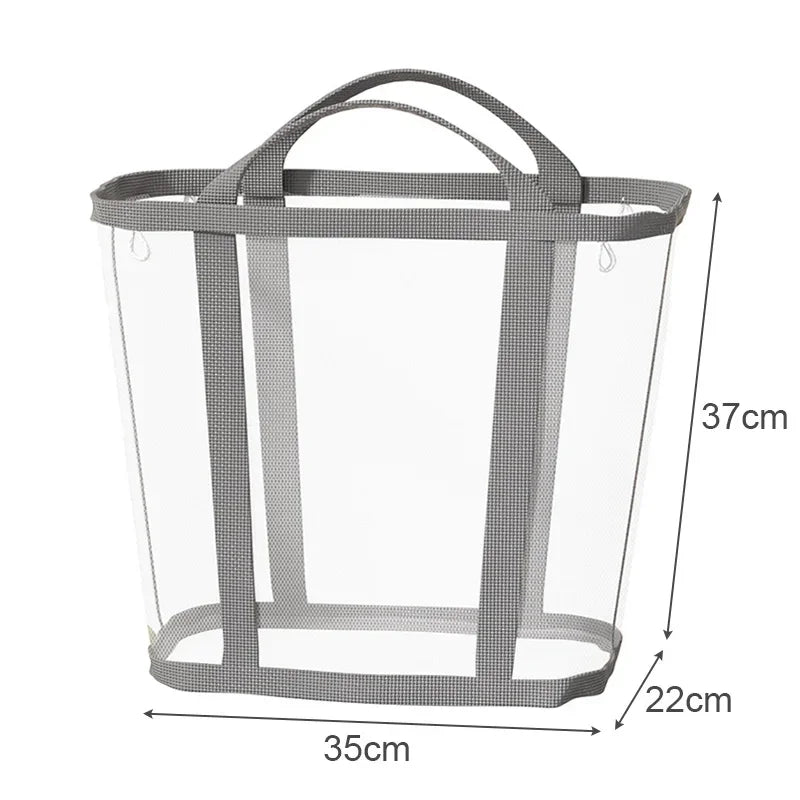 Laundry Basket Foldable Breathable Mesh With Sturdy Handles