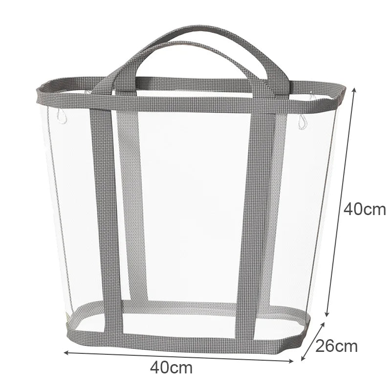 Laundry Basket Foldable Breathable Mesh With Sturdy Handles
