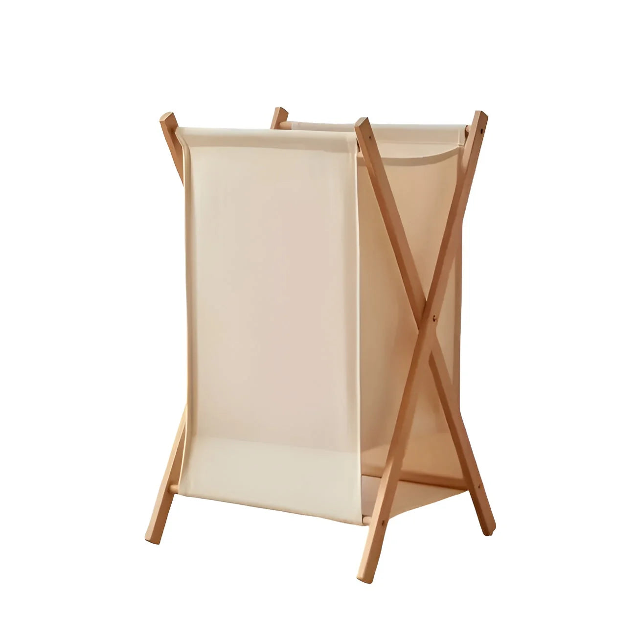 Laundry Basket Foldable Solid Wood Removable Washable Fabric Bag