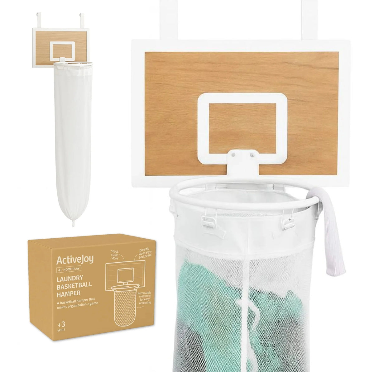 Laundry Basket Over-the-Door Basketball Hoop Foldable Mesh