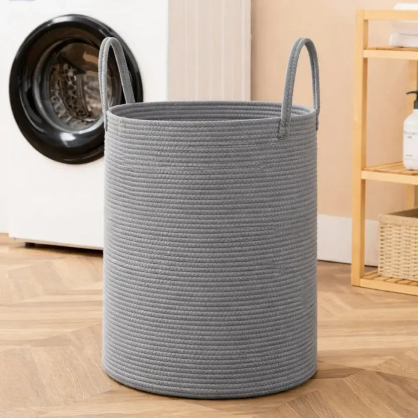 Laundry Basket Woven Cotton Foldable & Space-Saving 58L Capacity