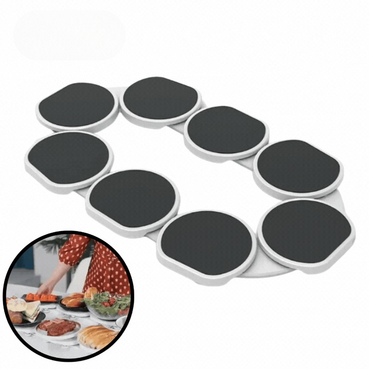 Lazy Susan Serving Set Eight Non-Slip & Heat-Resistant Plates