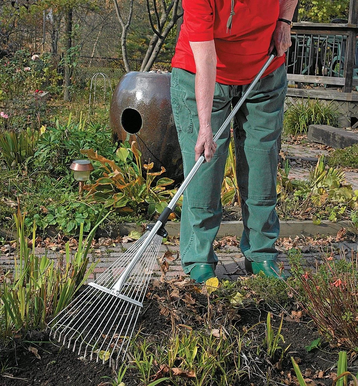 Leaf Rake Telescopic Handle 45 cm Head Lightweight