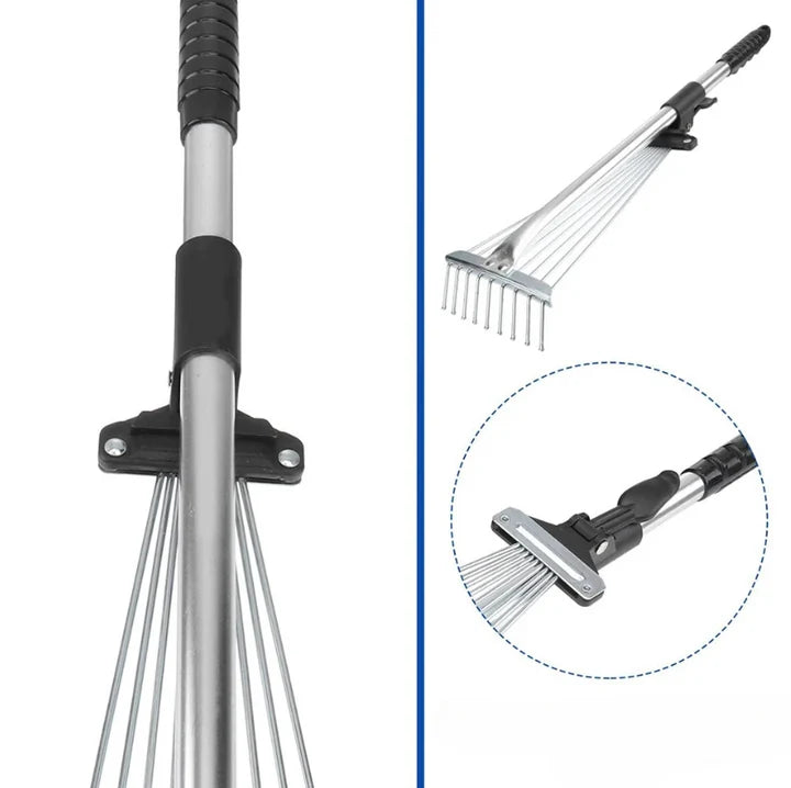 Leaf Rake Telescopic Handle 45 cm Head Lightweight