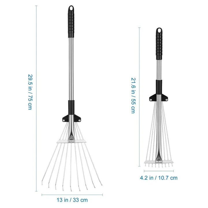 Leaf Rake Telescopic Handle 45 cm Head Lightweight