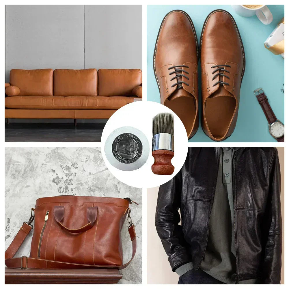 Leather Care Balm Natural & Nourishing Includes Applicator Brush