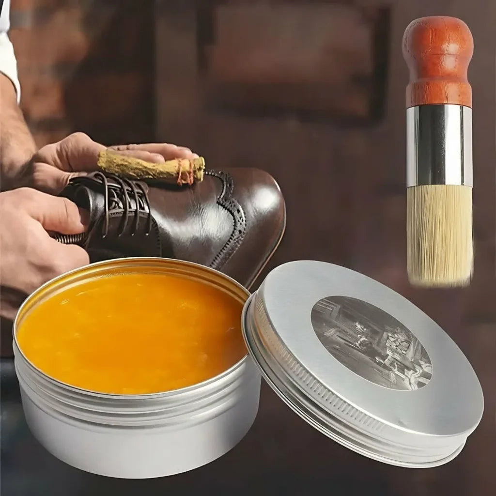 Leather Care Balm Natural Wax Colorless Brush Included
