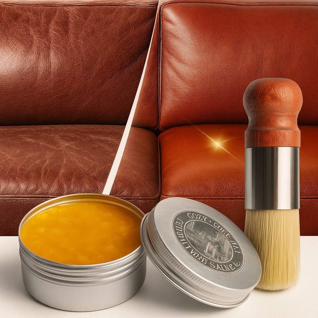 Leather Care Balm Natural Wax Includes Wooden Brush