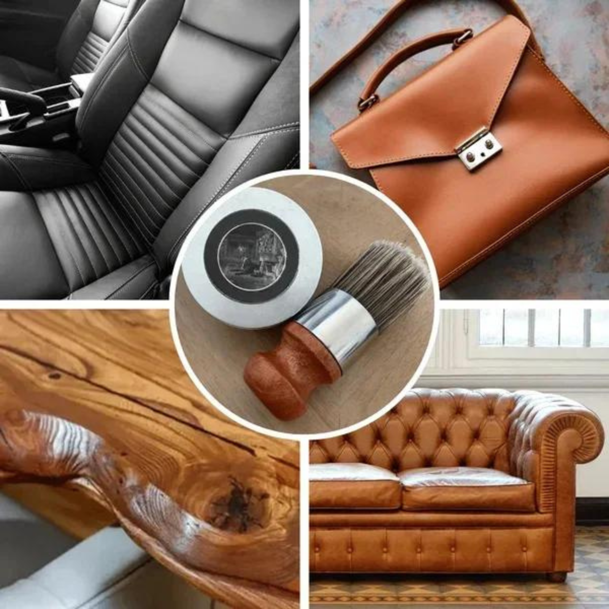 Leather Care Balm Natural Wax Includes Wooden Brush