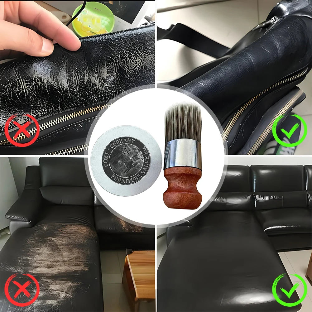 Leather & Wood Conditioner Natural Beeswax With Brush