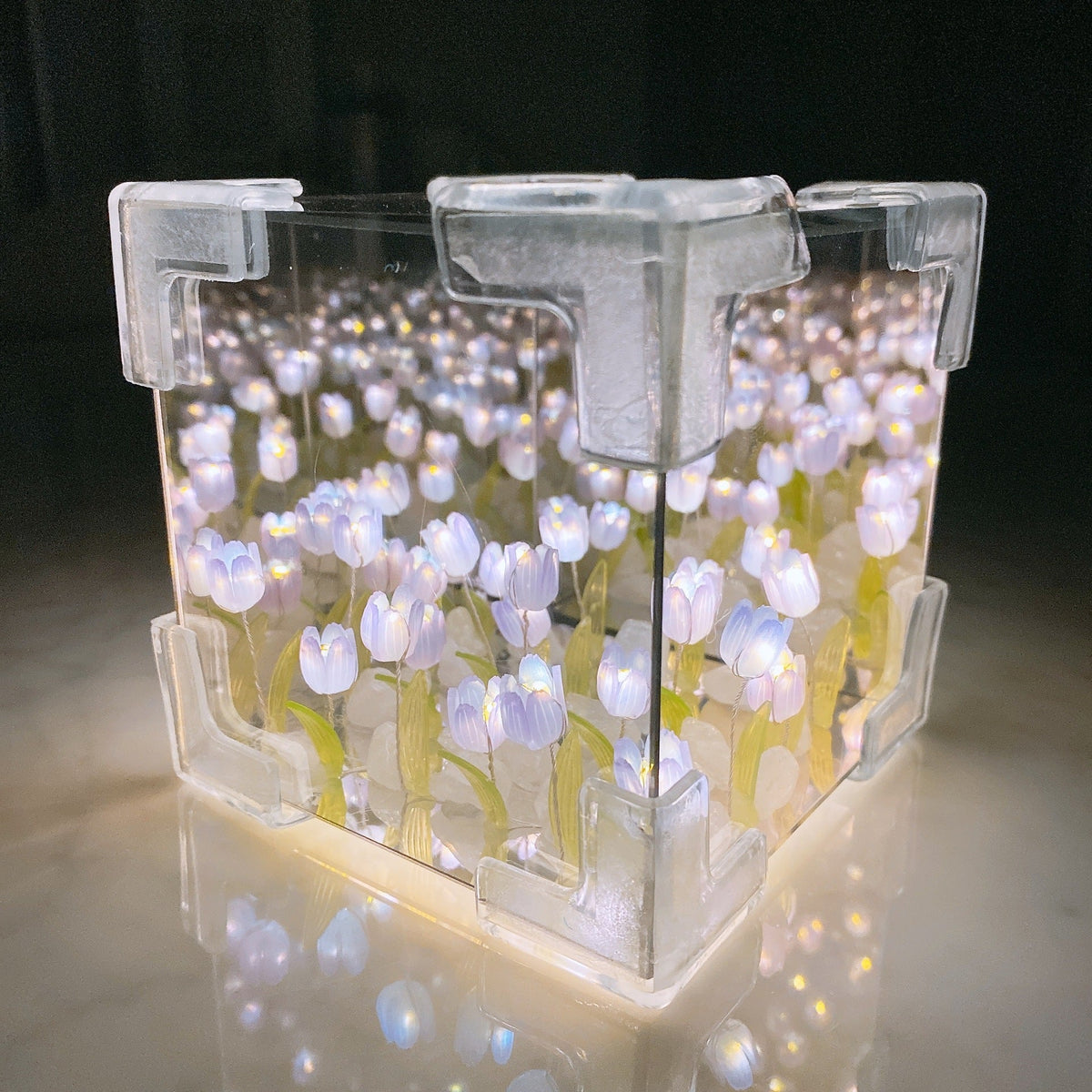 Light Box Infinite Mirror Effect Warm LED Acrylic Case