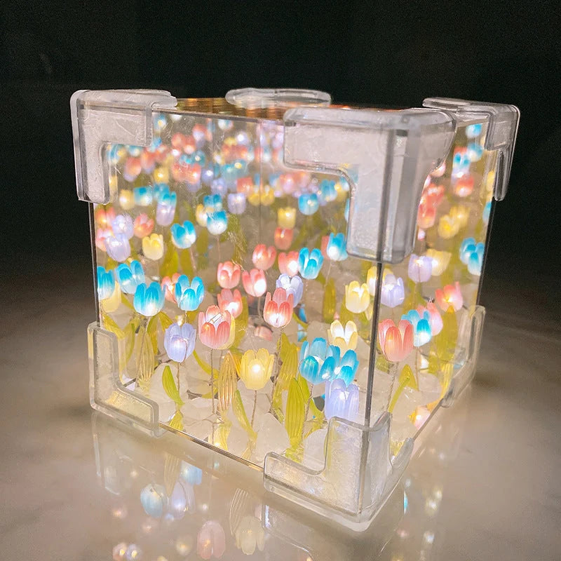 Light Box Infinite Mirror Effect Warm LED Acrylic Case