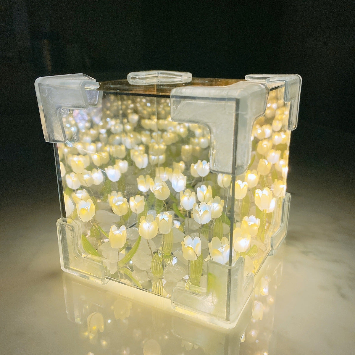 Light Box Infinite Mirror Effect Warm LED Acrylic Case