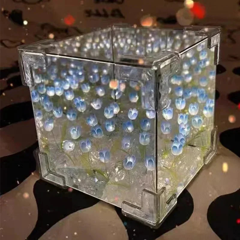 Light Box Infinite Mirror Effect Warm LED Acrylic Case