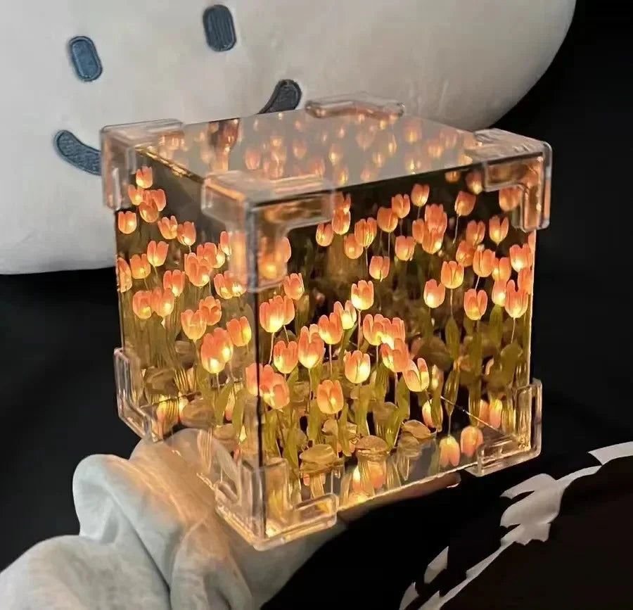Light Box Infinite Mirror Effect Warm LED Acrylic Case
