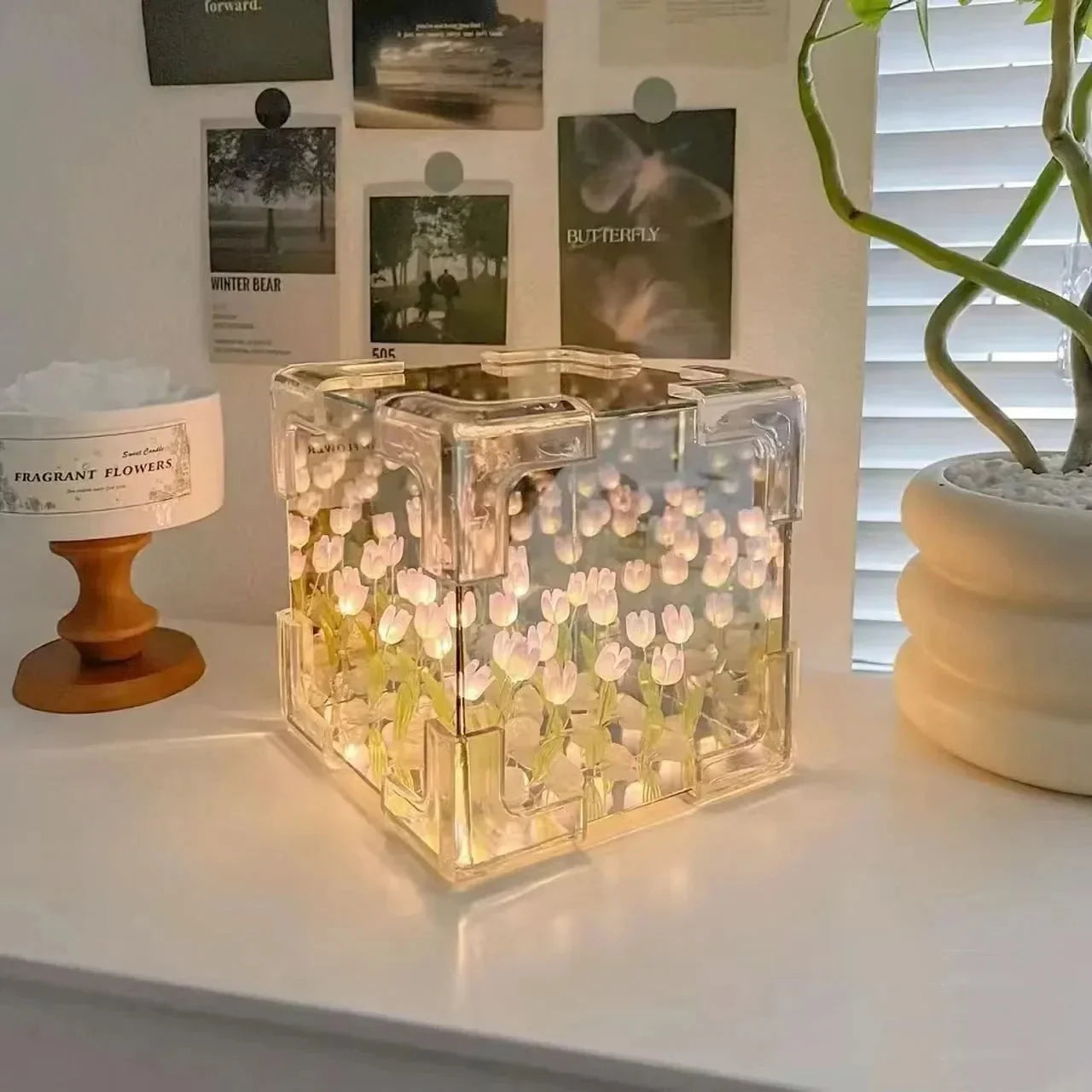 Light Box Infinite Mirror Effect Warm LED Acrylic Case
