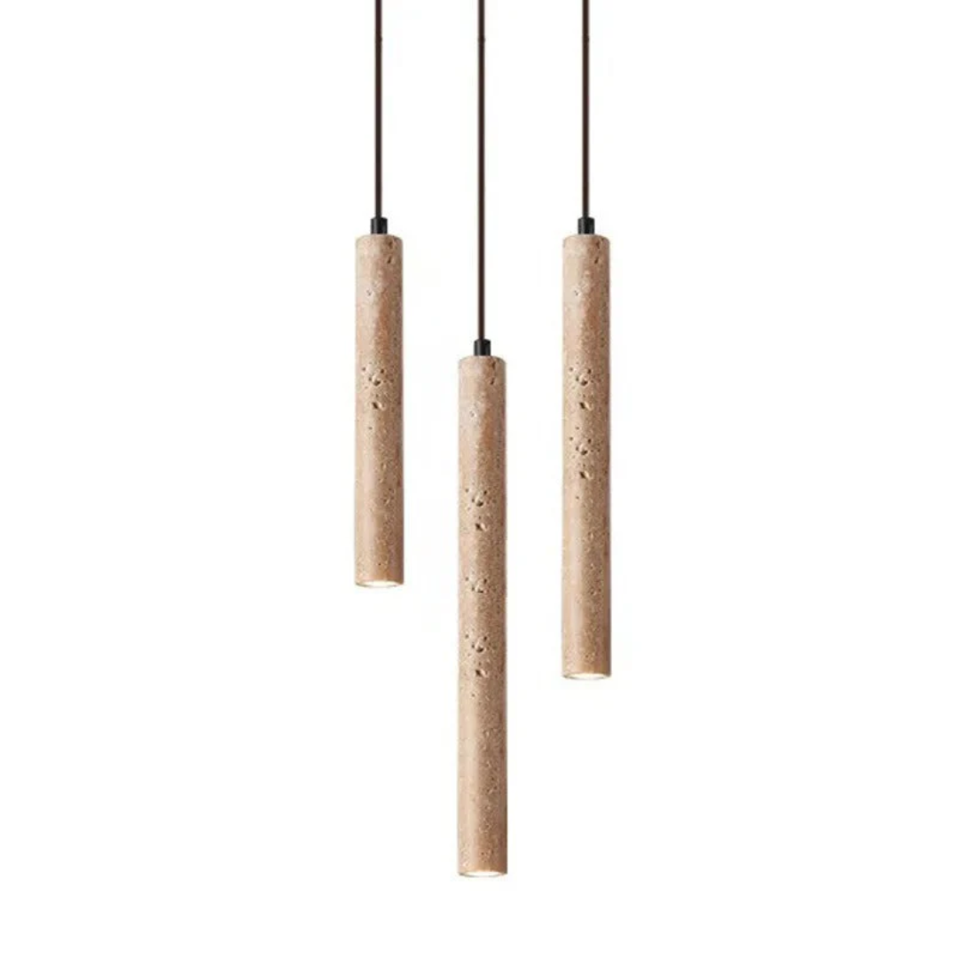 Linear Pendant Light Travertine Integrated LED Warm White
