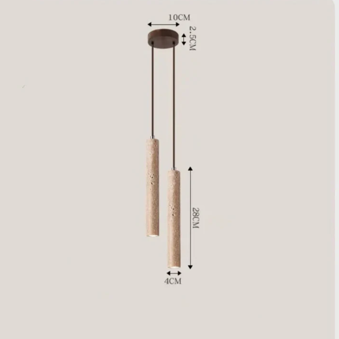 Linear Pendant Light Travertine Integrated LED Warm White