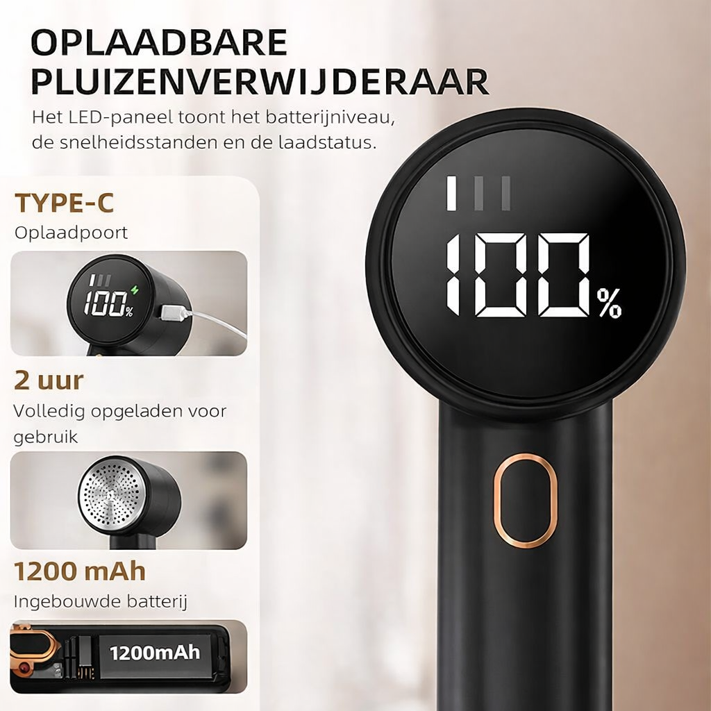 Lint Remover Honeycomb Mesh LED Display USB-C Fast Charging