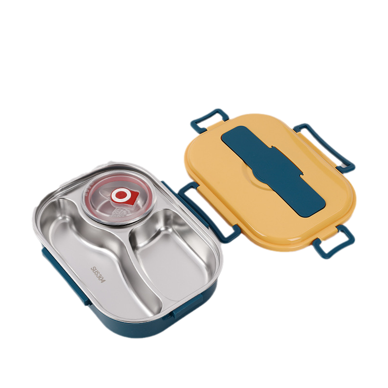 Lunch Box Stainless Steel 3-4 Compartments With Soup Bowl
