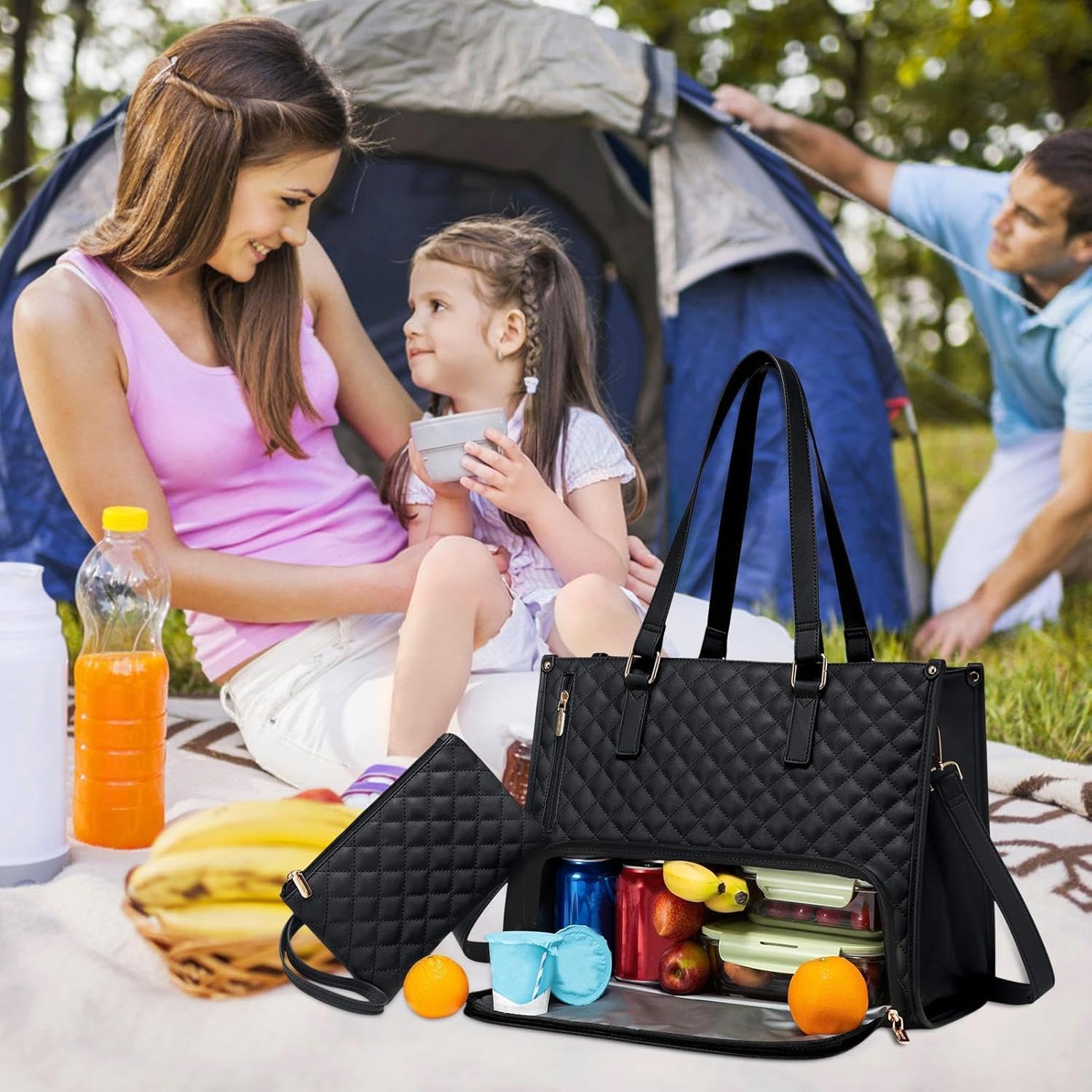 Lunch Cooler Bag Insulated Padded 15 Inch Laptop Compartment