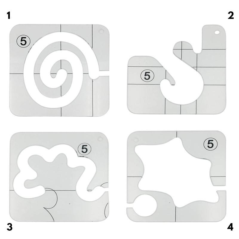 Machine Quilting Template Transparent Acrylic 12 Patterns