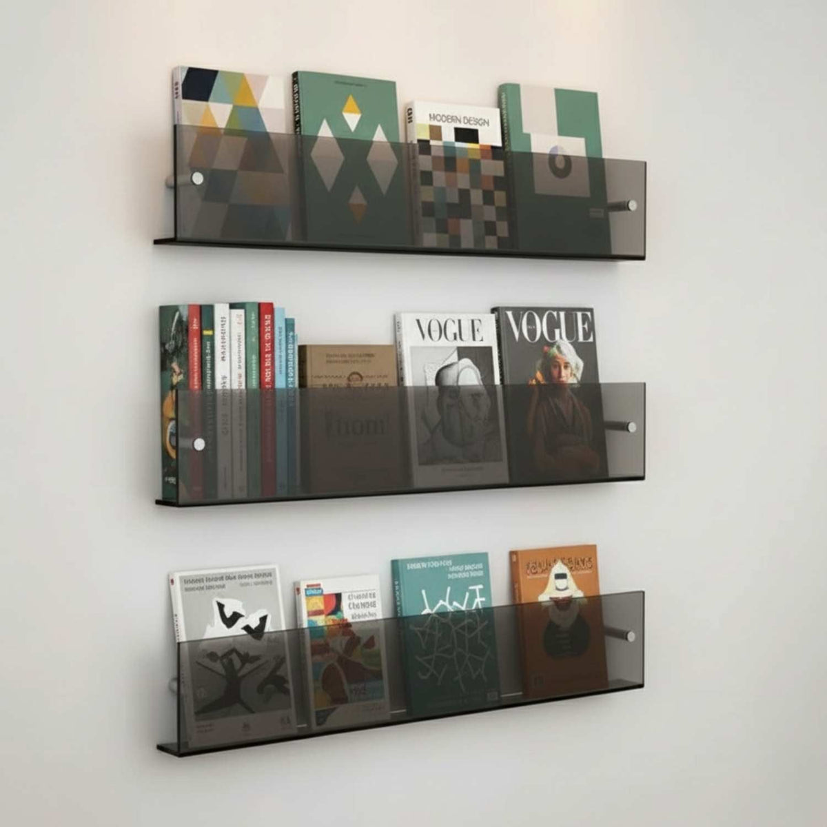 Magazine Wall Shelf Clear Acrylic Wall-Mounted Space-Saving