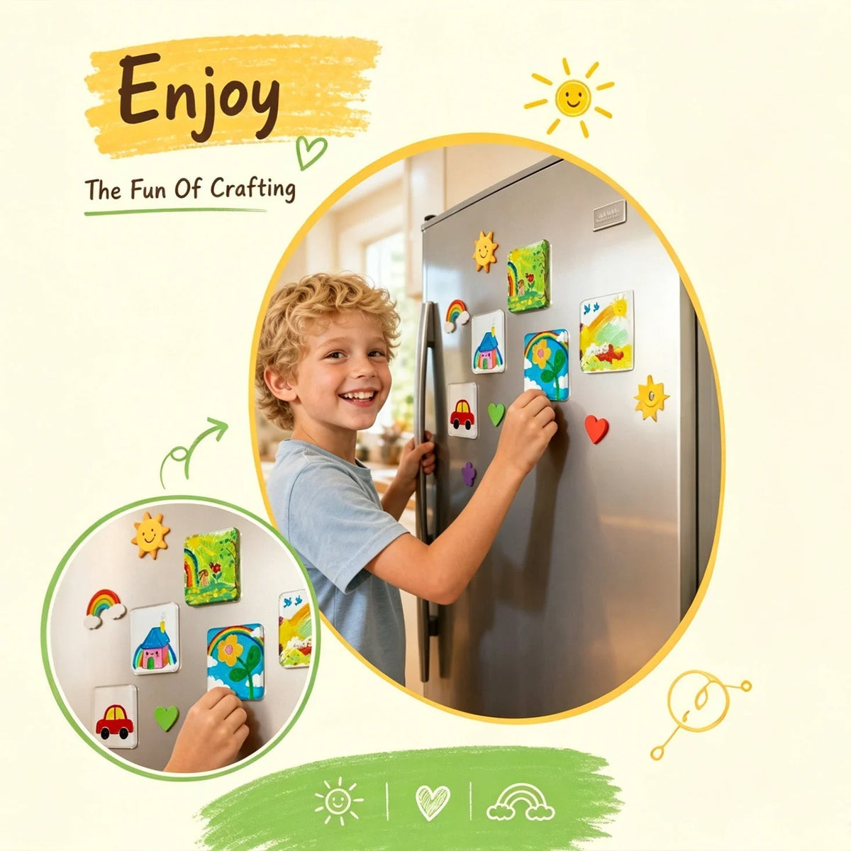 Magnetic Photo Frame Crystal-Clear Acrylic & Peel-And-Stick