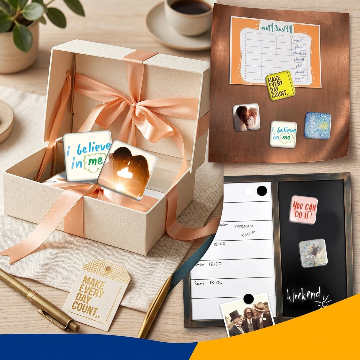 Magnetic Photo Frame Crystal-Clear Acrylic & Peel-And-Stick