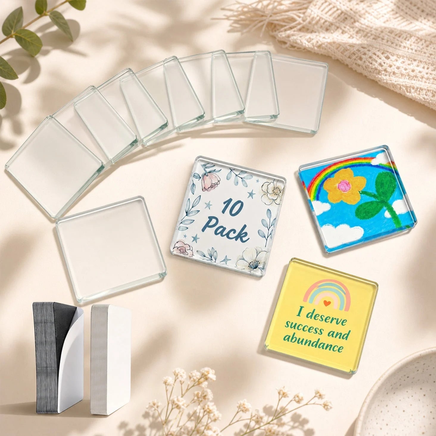 Magnetic Photo Frame Crystal-Clear Acrylic & Peel-And-Stick