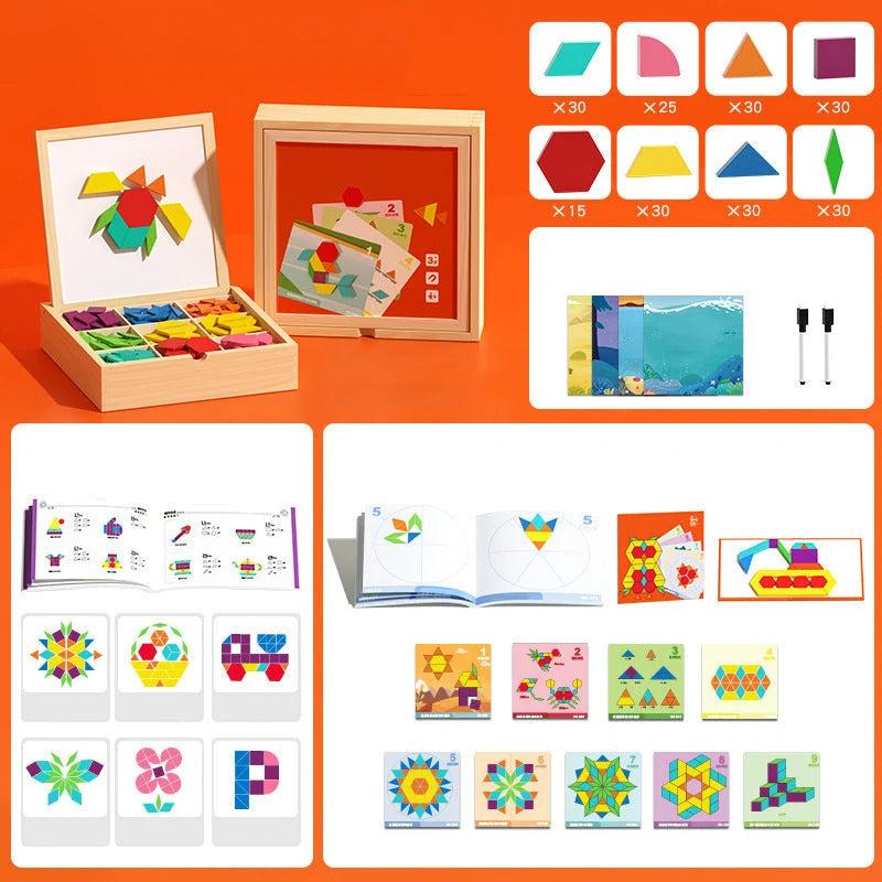 Magnetic Wooden Puzzle Multicolored Wood Storage Box