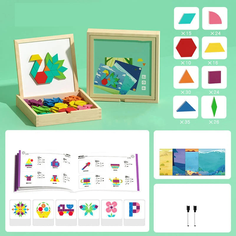 Magnetic Wooden Puzzle Multicolored Wood Storage Box