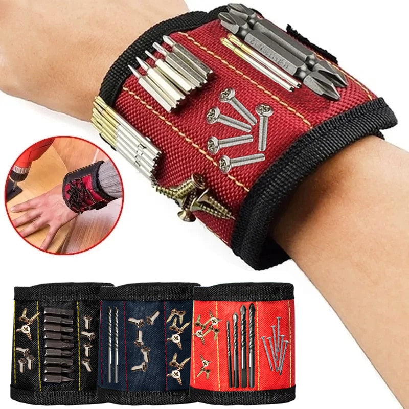 Magnetic Wristband Holds Screws & Nails Adjustable Strap