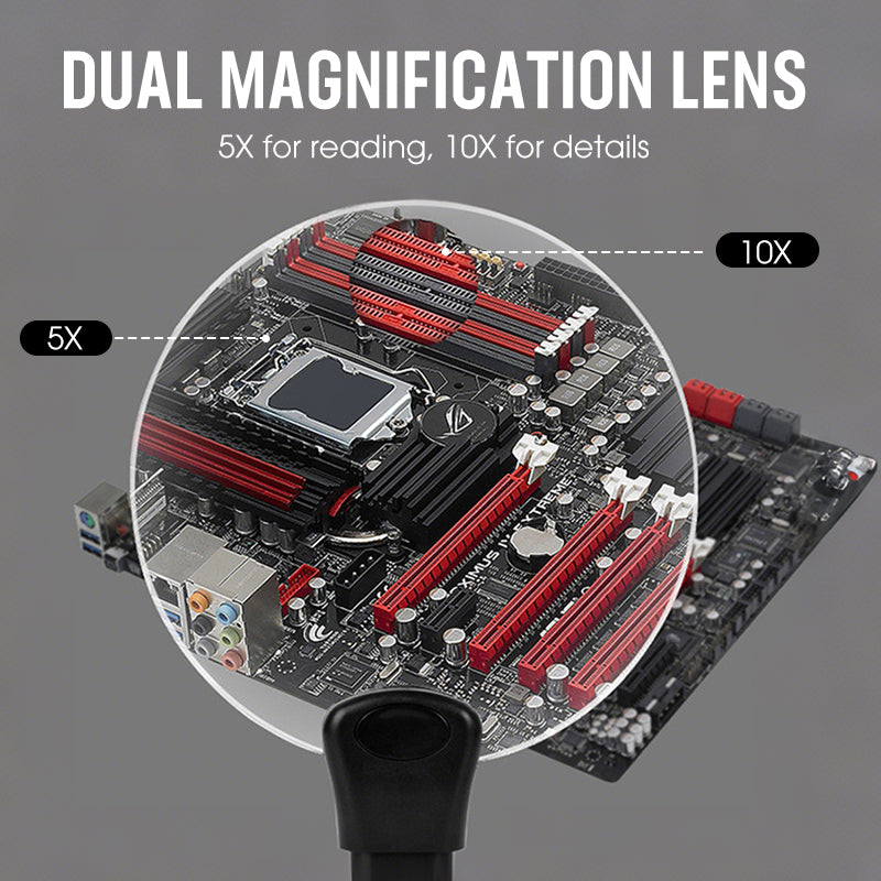 Magnifying Glasses Hands-Free 5X & 10X Flexible Neck