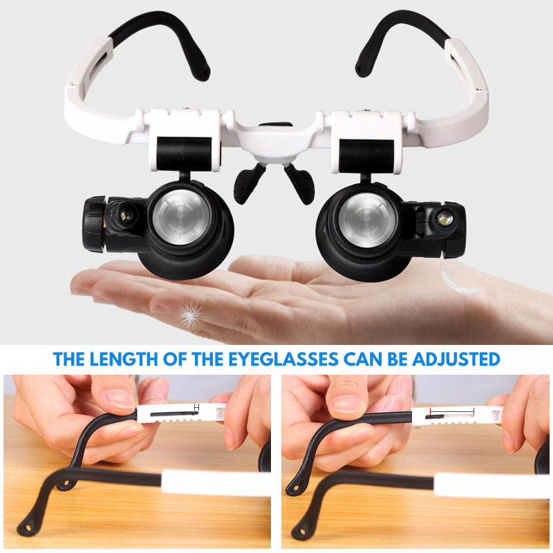Magnifying Glasses Hands-Free Dual LED 6x To 25x