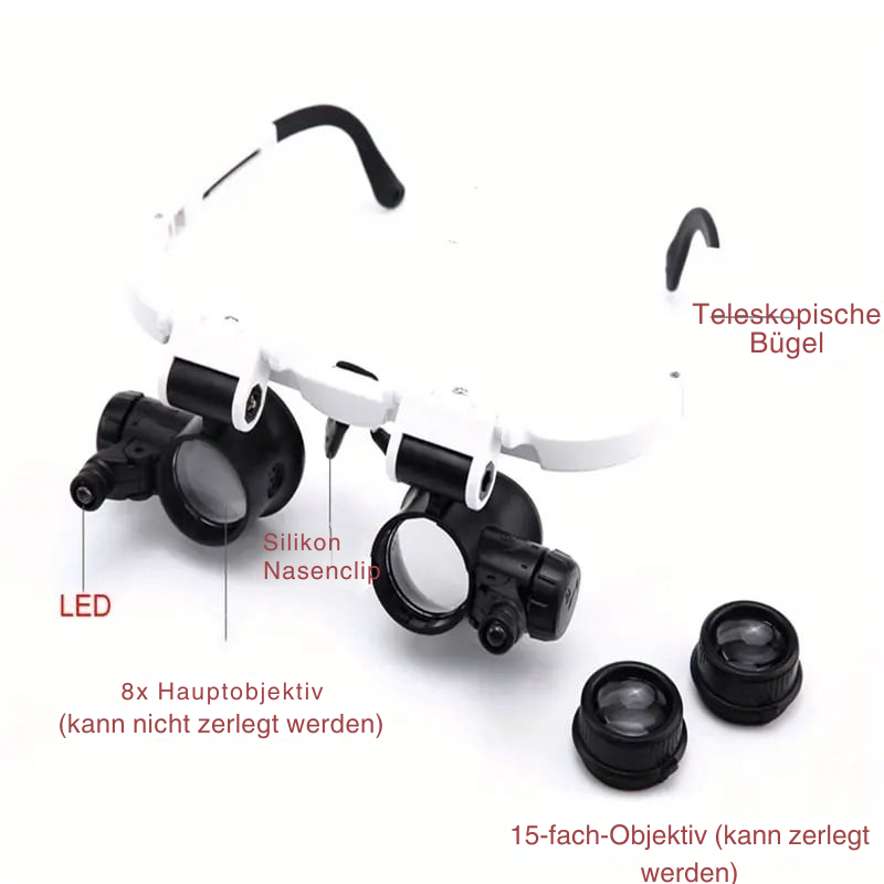 Magnifying Headlamp Interchangeable 8x 15x 23x Lenses & LED