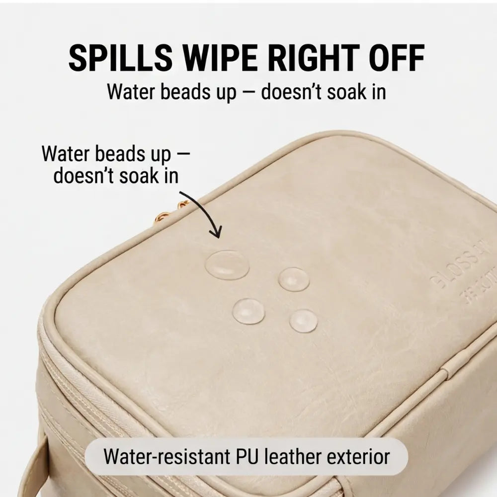 Makeup Bag Flat Fold Dual Zip Integrated Brush Protectors