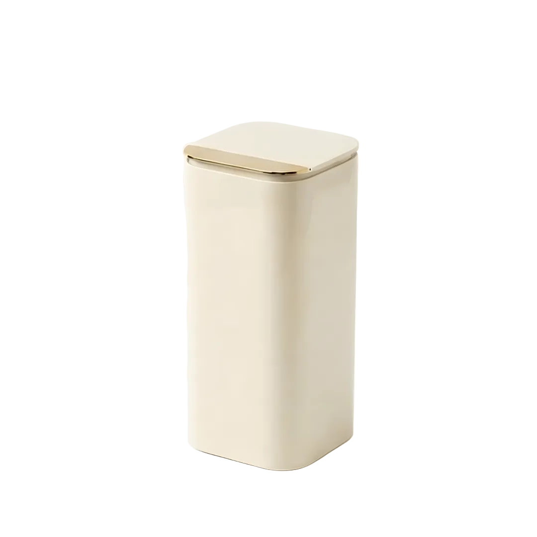 Makeup Brush Holder 4-Compartment Spring-Loaded Lift & Dustproof Lid