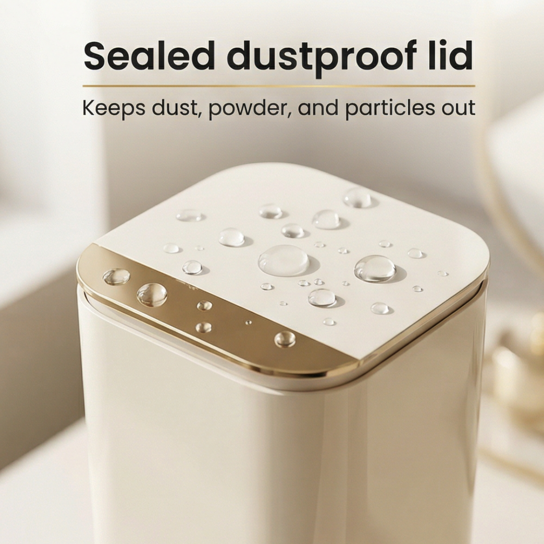 Makeup Brush Holder 4-Compartment Spring-Loaded Lift & Dustproof Lid