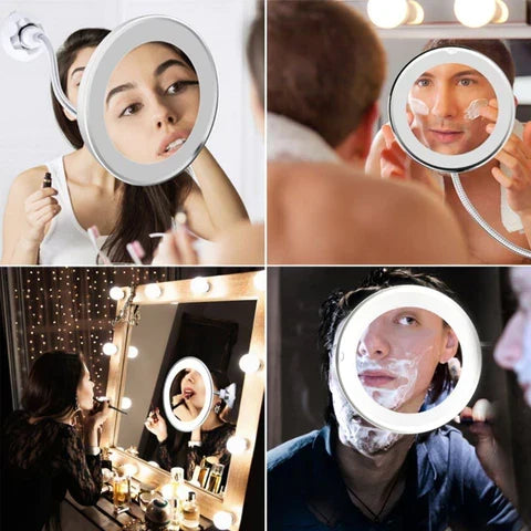 Makeup Mirror 10x Magnification LED Suction Mount