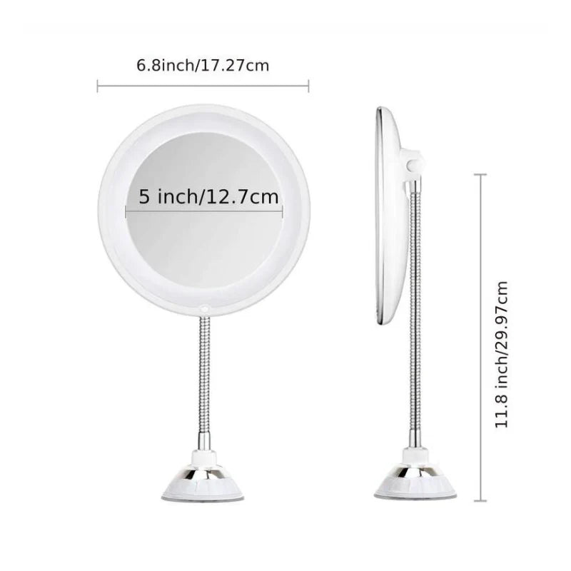 Makeup Mirror 10x Magnification LED Suction Mount