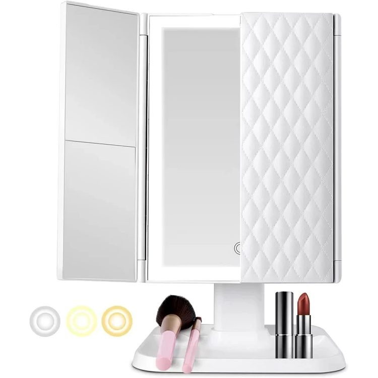 Makeup Mirror Foldable Tri-Color LED USB-C Rechargeable