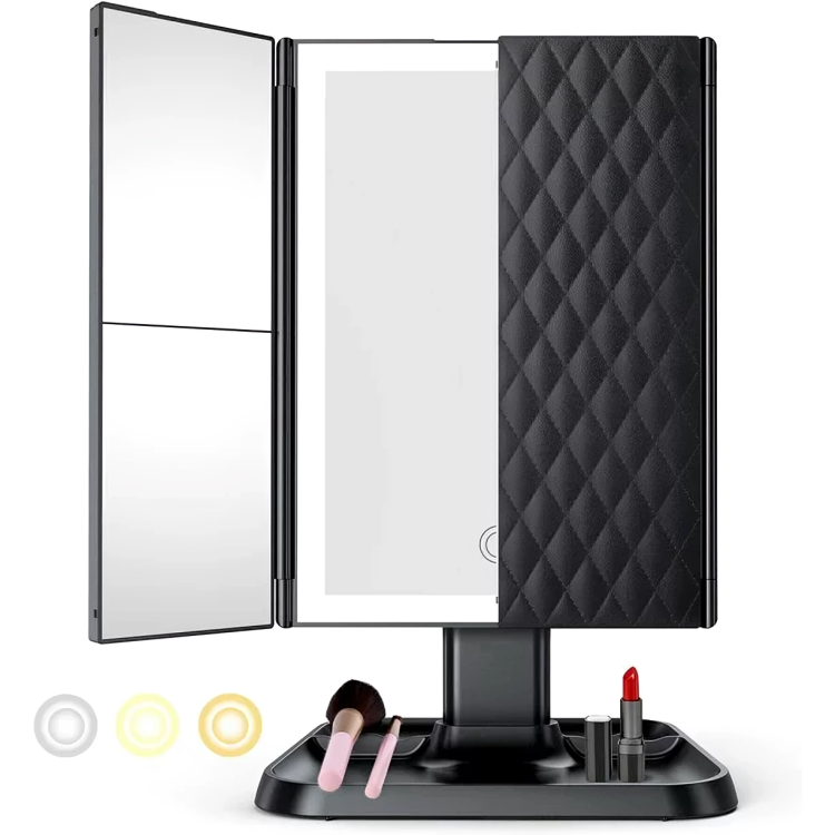 Makeup Mirror Foldable Tri-Color LED USB-C Rechargeable