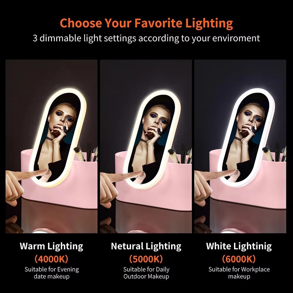 Makeup Mirror Lighted & Foldable Travel Organizer